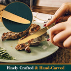 Gold Silverware Set, 30 Pieces Vintage Carved Flatware Set for 6, Stainless Steel Cutlery Set with Knife/Fork/Spoon,Utensil Set for Home and Kitchen, Dishwasher Safe