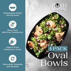 Posh Setting Black Plastic Serving Bowls Disposable - Oval Bowls - Oval Candy Bowl - Plastic Snacks & Chip Bowls for Parties - Black Party Serving Dishes 4 pack
