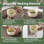 Matcha Whisk Set, 5 Pcs Ceramic Matcha Set, Matcha Kit Set Includes Matcha Bowl, Matcha Whisk and Holder, Bamboo Scoop and Sifter, Matcha Tea Set, Ideal Gift for Family/Friend (Beige)