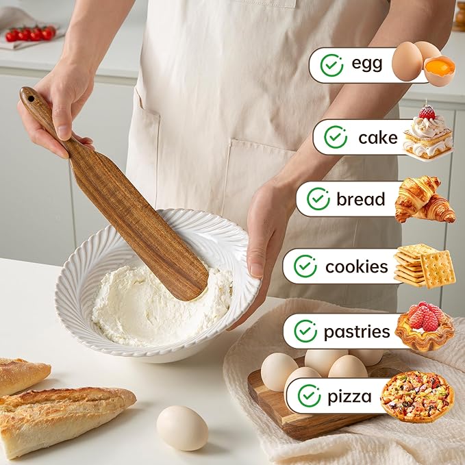 8 PCS Wooden Utensil Set with Holder, Spoon Rest, Durable Wooden Spoons for Cooking, Heat-Resistant, Comfort Grip,Easy to Clean, Non-stick Friendly, Ideal for Gifting