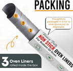 Non Stick Oven Liners for Bottom of Oven, 3 Pack Large Heavy Duty Mats, 17” x 25” BPA and PFOA Free Reusable Mat for Toaster Electric Gas Stove Microwave Charcoal or Gas Grills (Silver)