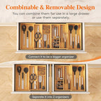 Lifewit Expandable Utensil Organizer for Kitchen Drawer, Adjustable Cooking Silverware Tray, Plastic Cutlery Flatware Holder, Spatula Tools Gadgets Storage Divider, 21- 36 x 16", Bamboo, Natural