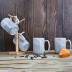 Coffee Mugs Set of 4,16 OZ Large Marble Ceramic Tea Cups with Big Handle,Bulk Grey Marble Diner Mugs Set for Latte, Beer,Cappuccino,Microwave Dishwasher Safe Cup for Men Women Gift