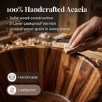Night Tree Large wooden salad bowl with serving forks mixing, wood salad bowl set for food or fruits, magnetic utensils fit for 6–8 servings, ideal to family meals or as a unique gift