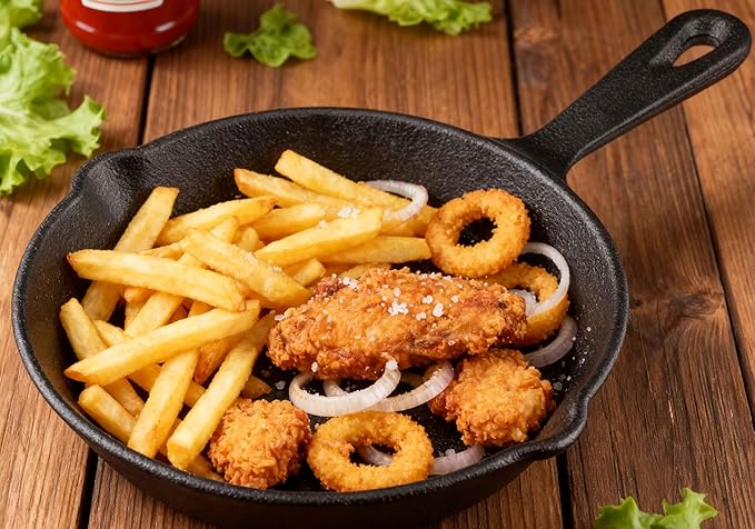 Pre-Seasoned Cast Iron Skillet, Black, 6 Inch Mini Frying Pan with Handle