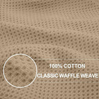 Homaxy 100% Cotton Waffle Weave Kitchen Dish Towels, Ultra Soft Absorbent Quick Drying Cleaning Towel, 20x28 Inches, 4-Pack, Tan
