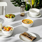 MALACASA 26 Oz Porcelain Soup Bowls Set of 4, White Ceramic Bowls for Kitchen, Cereal Bowl for Oatmeal, Fruit, Salad, Ramen and Rice Bowl -Dishwasher & Microwave Safe Bowls