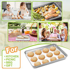 Half Sheet Pan of 2, CEKEE Stainless Steel Baking Sheet Pan Tray Cookie Sheet, Size 18 x 13 x 1 inch, Healthy & Non Toxic, Rust Free & Mirror Finish, Easy Clean & Dishwasher Safe
