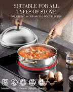FogDream Titanium Non Stick Frying Pan, 10in Tri-Ply Stainless Steel Deep Saute Pan, All-in-One Cookware Set with Stainless Lid, Stay Cool Handle, Dishwasher & Oven-Safe,Induction Compatible,Gold