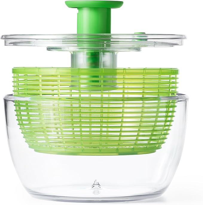 OXO Good Grips Salad Spinner - Large, Green Lettuce & Fruit Washer, BPA-Free, Easy One-Hand Pump (Pack of 4)