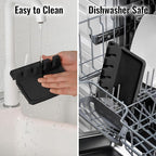 Zulay Kitchen Extra Large Silicone Utensil Rest with Drip Pad for Multiple Utensils - BPA-Free Heat-Resistant Spoon Rest & Spoon Holder for Stove Top - Kitchen Utensil Holder for Spoon - Black
