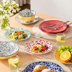 vancasso Ceramic Dinner Plates Set of 6, Large Vintage Plates 10.25 Inch Set of 6 for Kitchen, Porcelain Colorful Plates for Kitchen, Microwave Oven Dishwasher Safe, Vintage Gift, Muted