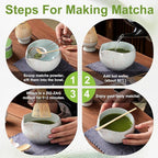 Matcha Whisk Set, 9 pcs Ceramic Matcha Set, Gifts for Women,Matcha Bowl with Spout and Whisk, Matcha Kit for Matcha Lovers, Ideal Gift Christmas, Birthday, Anniversary (Cherry Bloom-Red Spot)