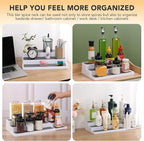 3 Tier Expandable Spice Rack Organizer, Plastic Spice Rack, Adjustable Length 14.6In-25.8In, Non-Skid Tiered Spice Shelf Organizer for Kitchen Cabinet, Cupboard, Pantry, White/Grey