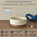 Mora Ceramic Pet Bowl - Large Food/Water Dish for Large Dogs, Cats, Great Dane, Mastiff - 50oz or 8 Cups - Basic Bowls - Vanilla White
