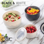 COOK WITH COLOR Prep Bowls with Lids- Wide and Deep Nesting Plastic Small Mixing Bowl Set with Lids, 12 Piece Set - Deep Bowls, Speckled Black