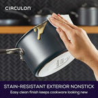 Circulon A1 Series with ScratchDefense Technology Nonstick Induction Straining Sauce Pan with Lid, 2 Quart, Graphite
