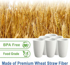 Drinking Glasses 20 OZ Tumbler Large Cups Wheat Straw Cups Set of 6 | Alternatives to Plastic Tumbler Dishwasher Safe Water Glasses Drinking Cup Reusable Cups for Kitchen - White
