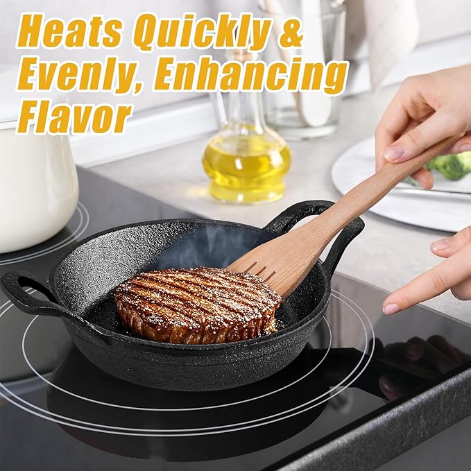4Pack Mini Cast Iron Skillets, 6.3 x 6.3 x 1.5 Inch Frying Pan, Black Small Skillet, Cast Iron Pan with Handle, Mini Casserole Dish Skillets for Kitchen Baking Cooking Indoor Outdoor