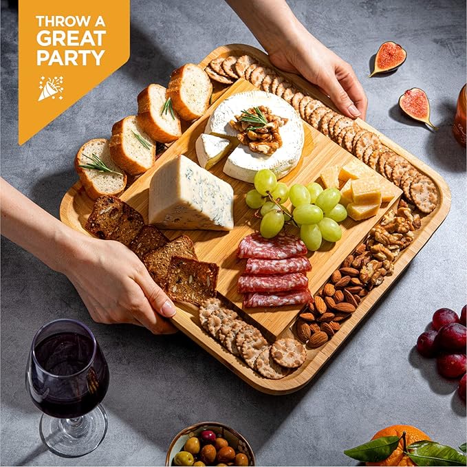 Personalized Charcuterie Board Gift Set - Custom Engraved Bamboo Cheese Board, Wedding Gift for Couple Anniversary, Housewarming, Engagement Bridal Shower, Birthday Gift for Her Him Parents Newlyweds