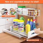 Dataroad Under Sink Organizers And Storage Pull Out Cabinet Organizer 2 Tier Sliding Out Drawer,Under Kitchen Sink Organizer Shelf,Adjustable Counter Organization for Kitchen Pantry Cabinet,White