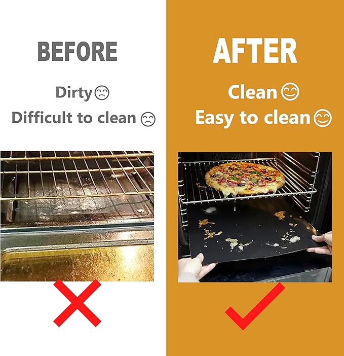 Oven Liners for Bottom, Large Thick Heavy Duty 100% Non-stick Reusable Teflon Mat, Baking Mat for Electric, Gas, Toaster Ovens, Grills, Kitchen Friendly Cooking Accessory (17 * 25 inch)
