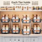 Delamu 2 Pack Pull Out Spice Rack Organizer for Cabinet, 2 Tier Slide Out Spice Organization, Vertical Spice Organizer, Cabinet Size Need:12.5'' High x 11'' Deep x 5.5'' Wide(Not for Cabinet with Lip)