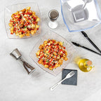 Restaurantware Moderna 64 Ounce Fancy Plastic Bowls 10 Square Disposable Salad Bowls - Durable Heavy-duty Clear Plastic Bowls For Warm And Cold Foods (Pack of 4)