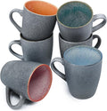 BTaT- Porcelain Coffee Mugs Set, 12 oz (350ml), 6 Pack, Ceramic Coffee Mugs, Matte Black Outside and Colorful Inside, Restaurant Cups for Tea, Cappuccino, Cocoa, Cereal, Mug Gift Set, Dishwasher Safe