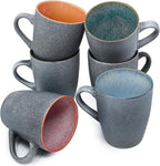 BTaT- Porcelain Coffee Mugs Set, 12 oz (350ml), 6 Pack, Ceramic Coffee Mugs, Matte Black Outside and Colorful Inside, Restaurant Cups for Tea, Cappuccino, Cocoa, Cereal, Mug Gift Set, Dishwasher Safe