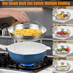 AOSION 12 Inch Nonstick Ceramic Deep Frying Pan Skille with Lid,5.5QT Sauté Pan for Cooking with Steam Rack,Healthy Large Skillet,Stay Cool Handle, Induction Compatible, PFOA & PFAS Free. (BLUE)
