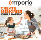Stackable Baking Pan Set - Deluxe Nonstick Gray Marble Coating, Carbon Steel Bakeware Sets, PFOA, PFOS, PTFE Free, Recipe Booklet Included, Oven Safe (Up to 450°F), Set of 7