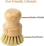 Bamboo Dish Scrub Brush, Kitchen Dish Scrubber Brush Set for Cleaning Dishes,Sink, Cast Iron Pan/Pot