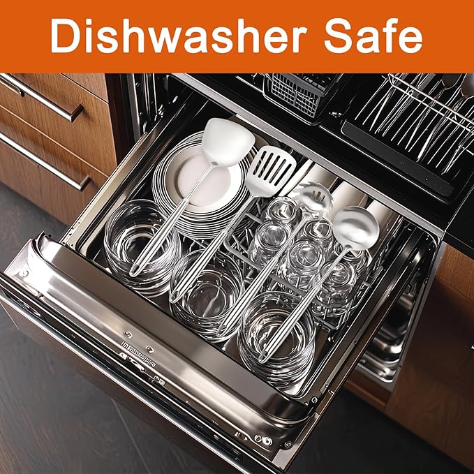 304 Stainless Steel Cooking Utensils Set, 11PCS Stainless Steel Utensils Set, Metal Cooking Utensils Set Include Meat Fork, Tongs, Turner, Soup Ladle, Dishwasher Safe