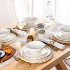 LERATIO Ceramic Dinnerware Sets for 4,Porcelain Plates and Bowls Sets with Wavy Edge,Microwave & Dishwasher & Oven Safe,Light Weight & Scratch Resistant Dishes Sets