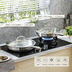 DELARLO Tri-ply Stainless Steel Kitchen Cookware Frying Pan Set with Lid 10.5" 12.5" Induction large Skillets Chef's Pan,Pots and Pans Set Kitchen Cookware Set Suitable for All Stove