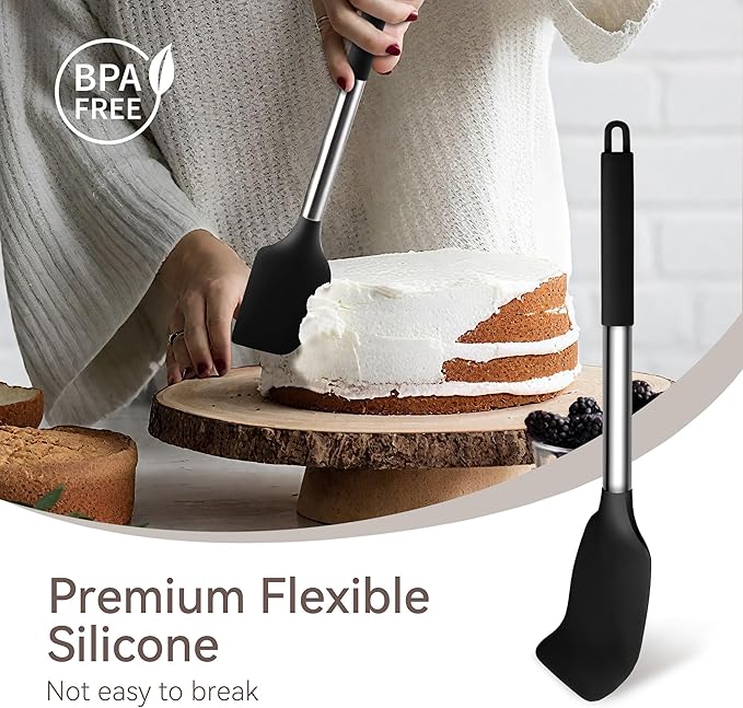 Silicone Cooking Utensils Set, 28 Pcs Kitchen Utensils Set 446°F Heat Resistant Spatula Set, Food Grade Silicone and Stainless Steel Handle Kitchen Gadgets for Nonstick Cookware BPA Free
