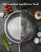 Titanium Pans set, 8 Pcs Pure Titanium Hammered Pro with Lids, Non Stick Skillet for Cooking, Non-Toxic, PFAS/PFOA/PTFE Free Cookware, Dishwasher&Oven Safe, Kitchen Induction Compatible
