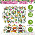 Vesici 3 Pcs Hawaiian Luau Serving Trays 13 x 10 Inch Aloha Tropical Palm Leaf Hibiscus Floral Melamine Platters Reusable Rectangular Serving Dishes for Summer Beach Party Sharing Snacks Fruit Dessert