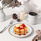 Herogo 6 Pieces Stoneware Dinnerware Dishes Sets for 2, Kitchen Handmade Dining Plates and Bowls Sets, Double Reactive Glaze, Microwave & Dishwasher Safe, Scratch Resistant, Ivory White