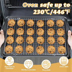 Baking Sheet with Cooling Rack - 17" x 11" x 0.5" Carbon Steel Cookie Sheet for Baking [1 Sheet + 1 Rack], Nonstick Baking Pan, Perfect for Baking, Roasting, and More
