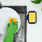 Zulay Kitchen Small Silicone Sponge Holder (4.9x3.3”) – Space-Saving Sink Organizer Tray for Sponge, Soap, Brush & More – Compact Non-Slip Dish for Kitchen & Bathroom (Dark Blue)