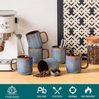 vancasso Coffee Mugs Set of 6, 12 Oz Ceramic Coffee Cups with Handle, Ceramic Unique Glaze Coffee Cup for Cappuccino, Latte, Tea, Cocoa, Dishwasher & Microwave Safe Gift Sets, Blue, Series ONION