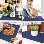 WISELIFE Dish Drying Mat Super Absorbent Drying Mat Large Dish Drying Mats for Kitchen Counter Easy Clean Dish Mat Kitchen Drying Mat18"x 28" Classic Blue