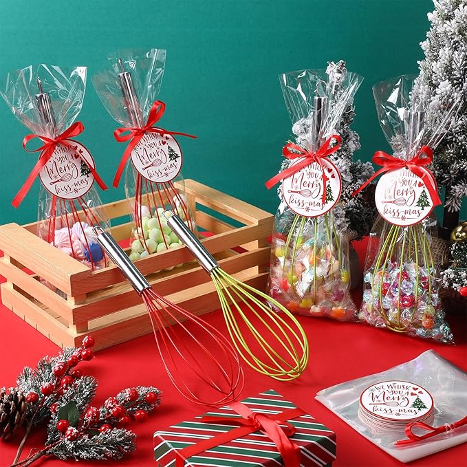 16 Sets 12 Inch Whisks Bulk DIY Fillable Whisk Gifts Colored Silicone Whisks for Cooking Heat Resistant Egg Beaters for Candy Holder Party Favors