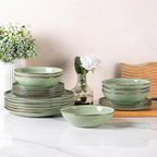 AmorArc Ceramic Dinnerware Sets,Handmade Reactive Glaze Stoneware Plates and Bowls Sets,Highly Scratch Resistant | Dishwasher & Microwave Safe Dishes Set,Service for 4 (12pc)