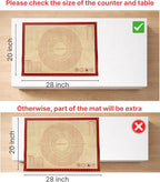 Silicone Pastry Mat with Measurements, 28 x 20 Inch Extra Thick Non-Slip Nonstick XL Baking Mat for Dough Rolling, Kneading, Fondant and Pie, Red