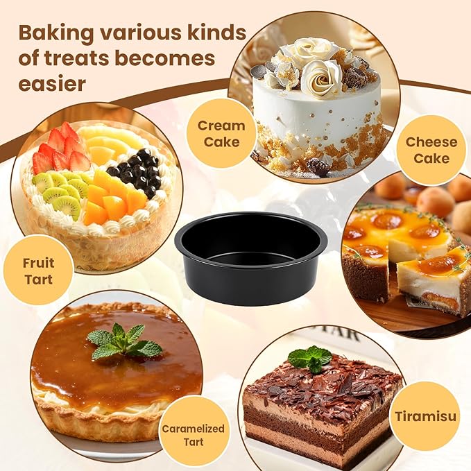 9 Inch Cake Pan Set of 2 - Nonstick Carbon Steel Round Cake Baking Pans with 80 PCS Parchment Paper, Dishwasher Safe, Durable for Large Layer Cakes, Birthday & Christmas Baking