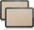 Silicone Baking Mat Set, Non-Stick Reusable Food-Grade Oven Liners, Half Sheet Size 16.54 x 11.62 Inch, Grey, 2 Pack