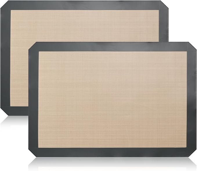 Silicone Baking Mat Set, Non-Stick Reusable Food-Grade Oven Liners, Half Sheet Size 16.54 x 11.62 Inch, Grey, 2 Pack